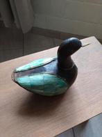 Eend in hout met koper afwerking, decoratie, Antiek en Kunst, Ophalen of Verzenden, Koper