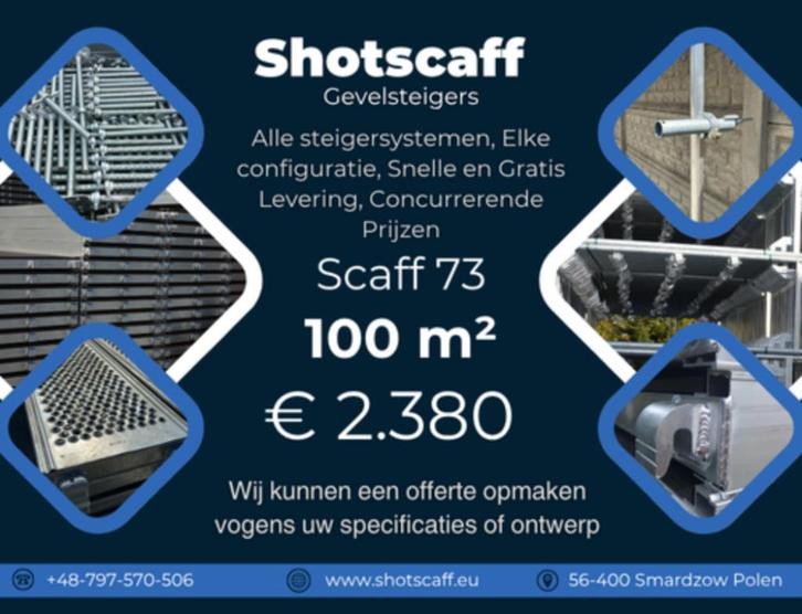 Steiger te koop | 100 m² | Complete set, Doe-het-zelf en Bouw, Steigers, Nieuw, Gevelsteiger, 5 meter of hoger, Ophalen