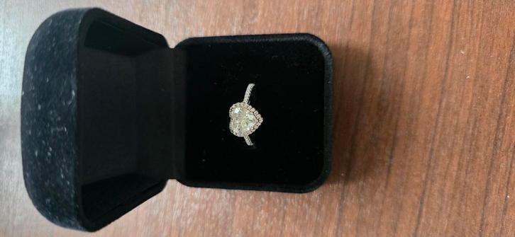 moissaniter vvs diamond hart ring, Handtassen en Accessoires, Ringen, Nieuw, Dame, 17 tot 18, Zilver, Zilver, Met edelsteen, Ophalen of Verzenden