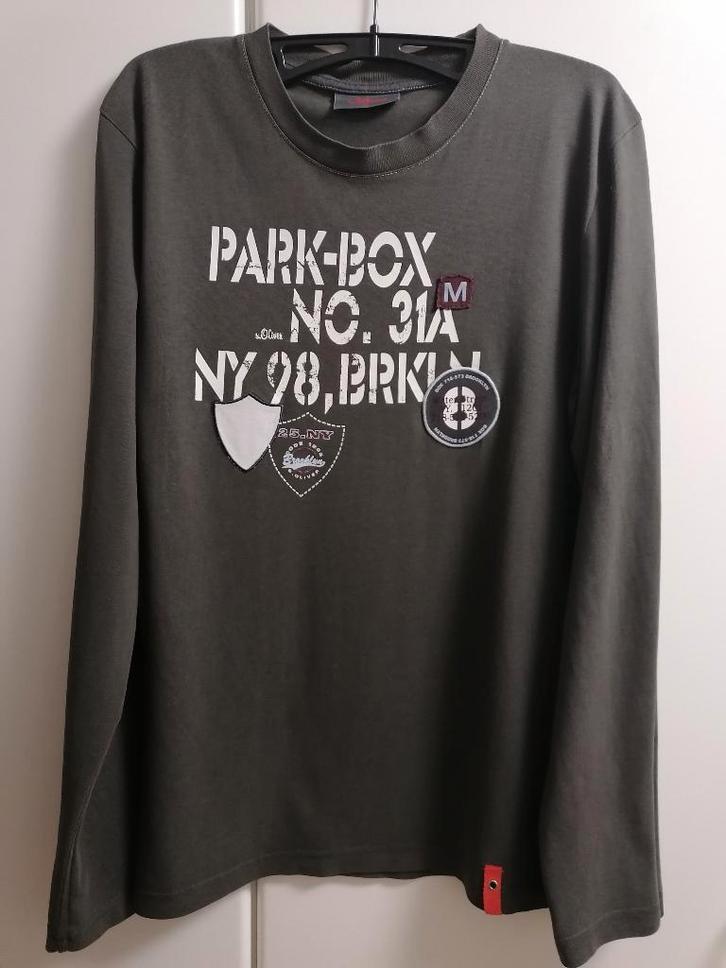 Donkergrijze T-shirt met vooraan witte print van s.Oliver, M, Vêtements | Hommes, T-shirts, Comme neuf, Enlèvement ou Envoi