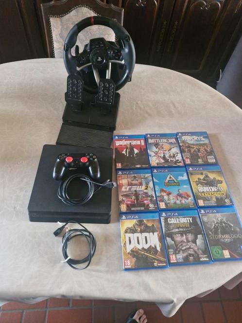 Playstation 4 met racestuur en 9 games kabels inbegrepen., Consoles de jeu & Jeux vidéo, Consoles de jeu | Sony PlayStation 4