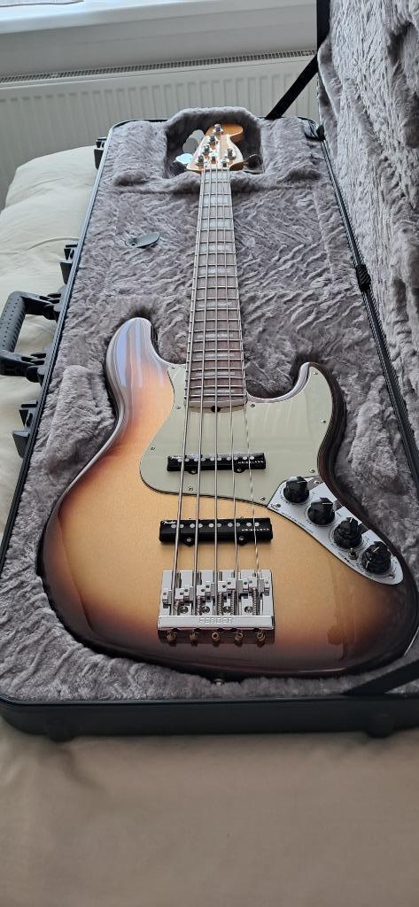 Fender American Ultra Jazz Bass V Mocha Burst  RW, Muziek en Instrumenten, Snaarinstrumenten | Gitaren | Bas, Nieuw, Elektrisch