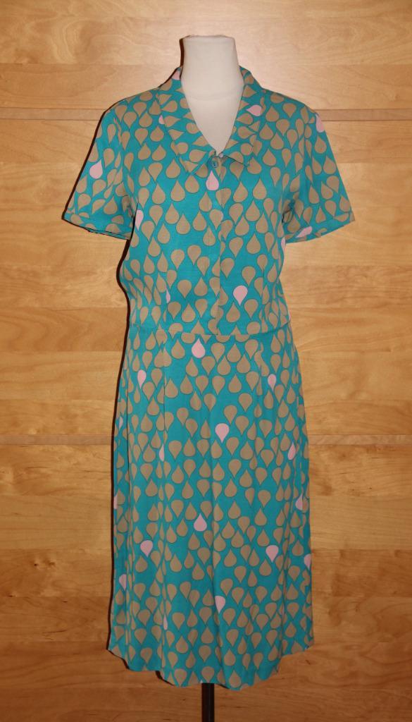 Robe Wow To Go bleue avec gouttes beiges et roses S, Kleding | Dames, Jurken, Nieuw, Maat 36 (S), Blauw, Ophalen of Verzenden