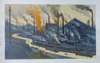 PIERRE PAULUS / LE PAYS INDUSTRIEL / CHROMOLITHO / 71x110cm, Ophalen of Verzenden