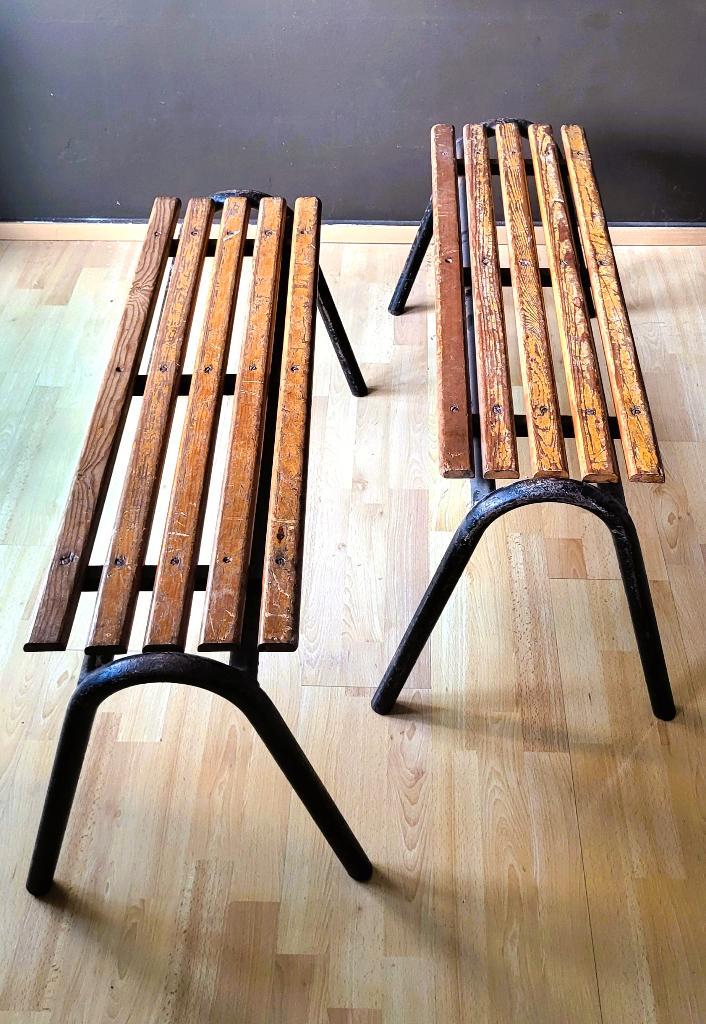 ️✔️2 Bancs Vintage Table / Jardin, Jardin & Terrasse, Bancs de jardin, Bois, Enlèvement ou Envoi