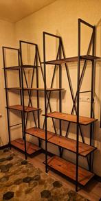 Metalen rek met houten legplanken, Enlèvement, Comme neuf