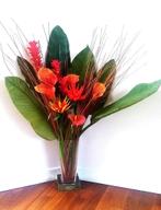 Zeer groot boeket 10 bloemen+5 bladeren+ raffia-95 cm-perfec, Ophalen, Nieuw