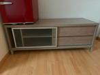 Meuble TV en bois moderne avec porte coulissante – bon état, Enlèvement, Comme neuf