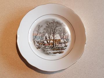 AVON 6 porselein borden met sneeuwlandschap