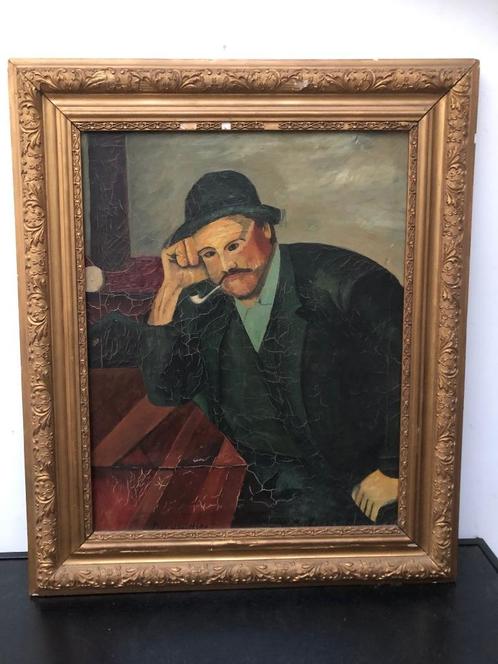 HST - Portrait expressionniste , signé, Antiek en Kunst, Kunst | Schilderijen | Modern, Ophalen