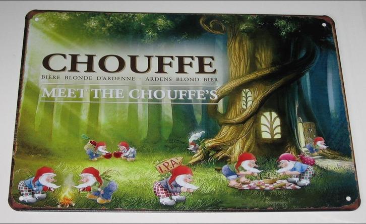 LA CHOUFFE BIER : Bord La Chouffe - Meet The Chouffe's, Verzamelen, Biermerken, Nieuw, Reclamebord, Plaat of Schild, Overige merken