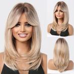 Pruik schouderlang haar in laagjes met donkere roots, Envoi, Neuf