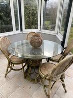 rotan set tafel en 4 stoelen GRATIS, Ophalen, Gebruikt, Riet of Rotan, Vier