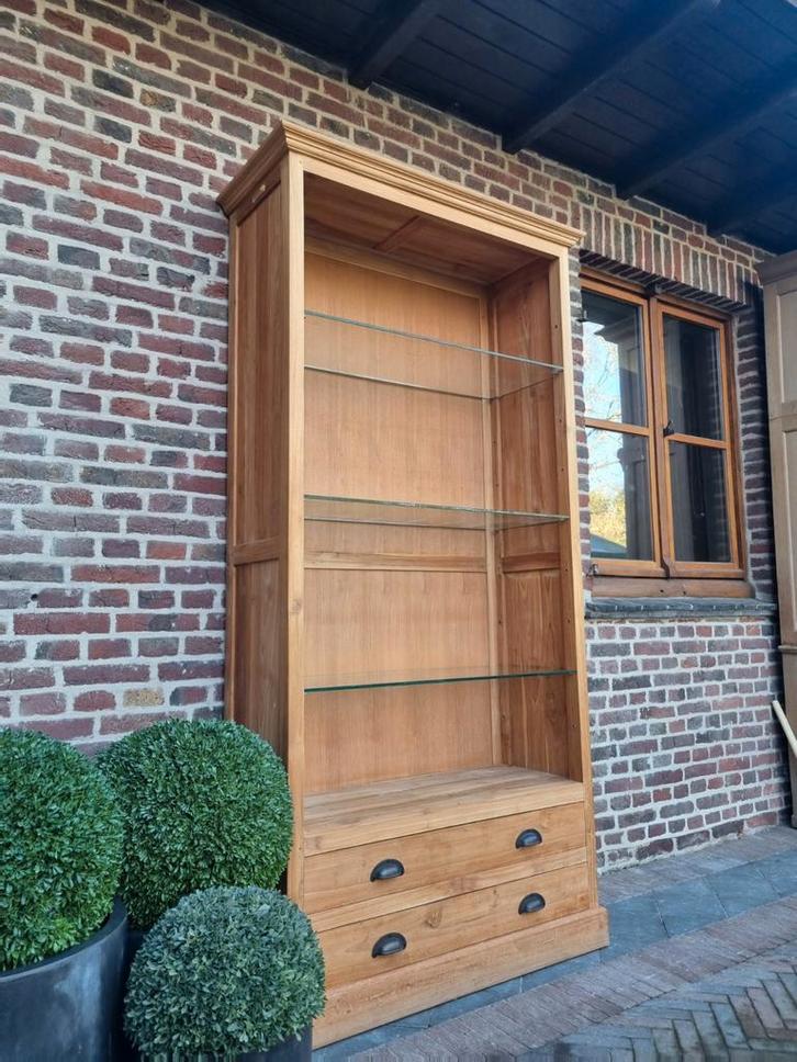 Teak boekenkast/vitrinekast, Huis en Inrichting, Kasten | Vitrinekasten, Zo goed als nieuw, 200 cm of meer, 100 tot 150 cm, 50 tot 75 cm
