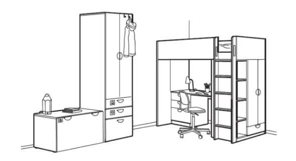 IKEA SMASTAD/STUVA complete kinderslaapkamer, Kinderen en Baby's, Kinderkamer | Complete kinderkamers, Zo goed als nieuw, Jongetje of Meisje
