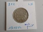 2 frank 1909VL (met punt)  zilver Leopold II, Ophalen of Verzenden, Zilver, Losse munt, Zilver