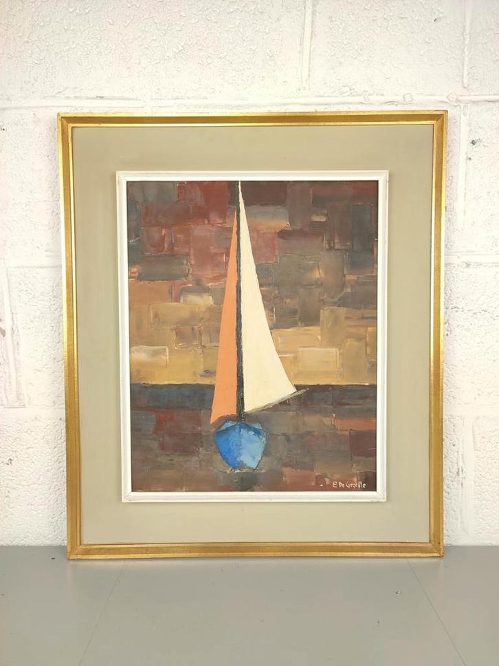 E. De Gezelle - schilderij schip, Antiquités & Art, Art | Peinture | Moderne, Enlèvement ou Envoi