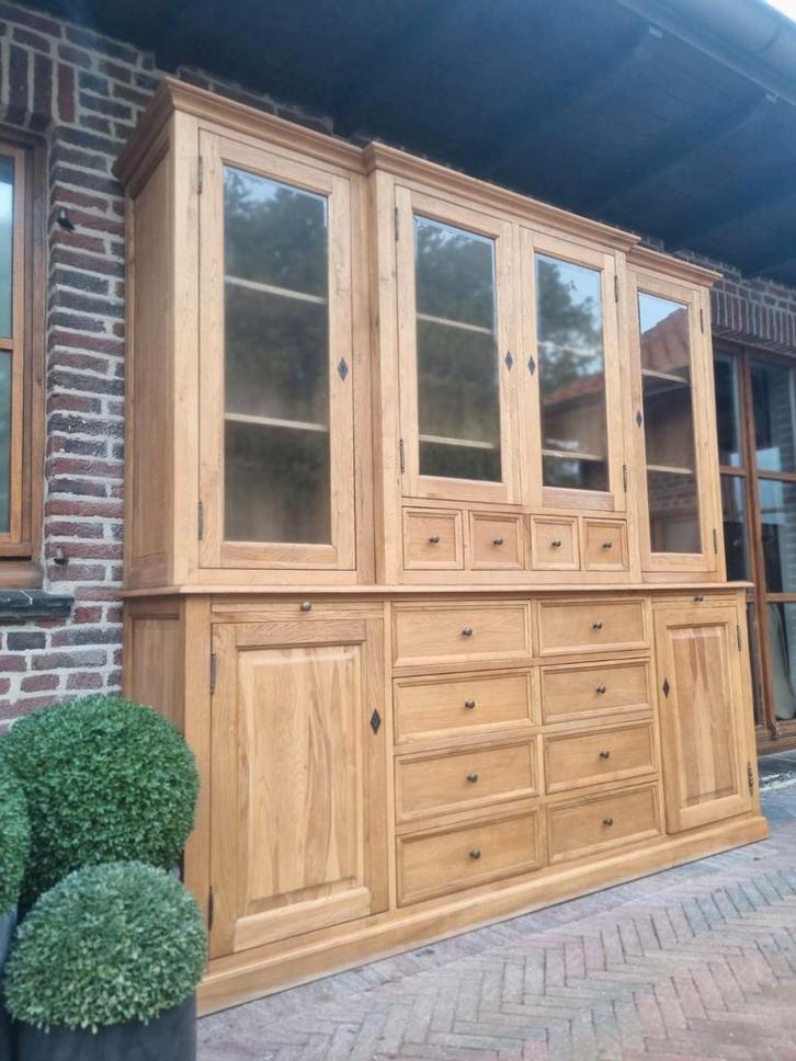 Massief eiken buffetkast/vitrinekast GRATIS LEVERING, Huis en Inrichting, Kasten | Vitrinekasten, Zo goed als nieuw, Ophalen of Verzenden