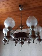 Set tinnen kroonluchters (2st), Huis en Inrichting, Lampen | Kroonluchters, Ophalen, Gebruikt, Glas, Klassiek