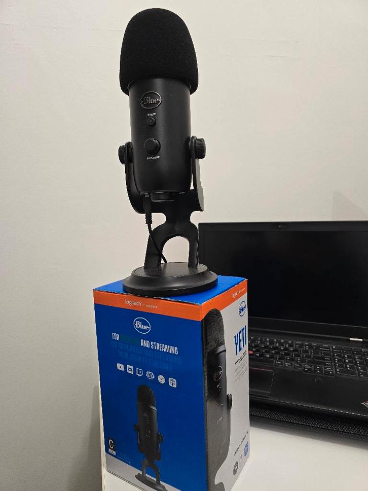 BLUE MIC Microfoon streaming USB Yeti Zwart (988-000229), Muziek en Instrumenten, Microfoons, Zo goed als nieuw, Studiomicrofoon