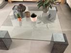 Glazen salontafel, Huis en Inrichting, Tafels | Salontafels, Ophalen, Gebruikt, Vierkant, Minder dan 50 cm