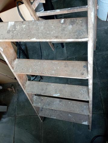 Escabeau 5 marches + plateforme 5 marches en bois, Pliable ou rétractable/escamotable, Moins de 2 mètres, Échelle, Enlèvement