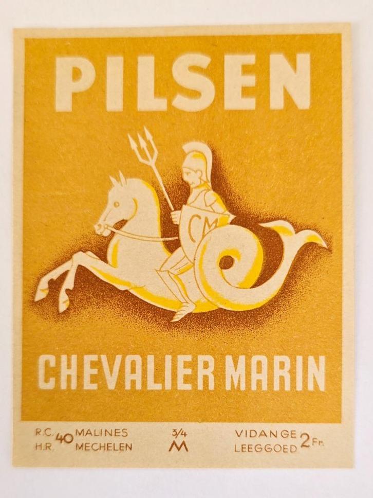 Pilsen Chevalier Marin Etiquette Bière Bottle Label 37, Verzamelen, Biermerken, Zo goed als nieuw, Overige typen, Overige merken