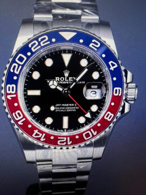Rolex GMT Pepsi (3282) in absolute nieuwstaat, Handtassen en Accessoires, Horloges | Heren, Nieuw, Polshorloge, Rolex, Zilver