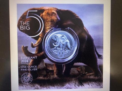 2024 South Africa - Big five elephant - 1 oz silver in blist, Timbres & Monnaies, Monnaies | Afrique, Monnaie en vrac, Afrique du Sud