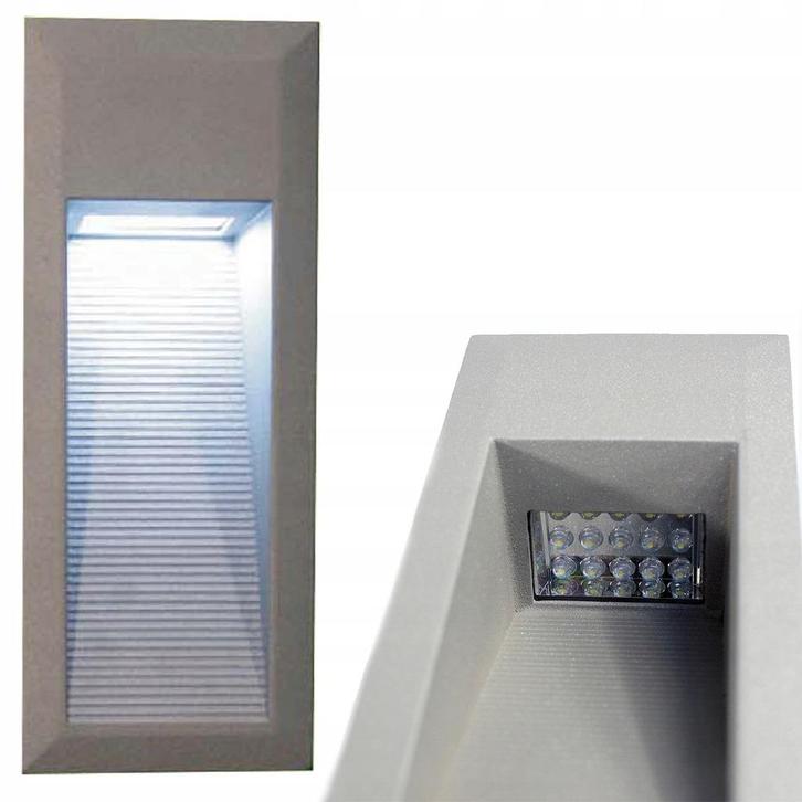Inbouwlamp met 15 LED’s – Aluminium – IP44 – Lichtgrijs, Tuin en Terras, Buitenverlichting, Nieuw, Aluminium, Minder dan 50 watt