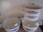 4 vuurvaste potten, wit met glazen deksel, perfekte staat !!, Huis en Inrichting, Keuken | Servies, Ophalen of Verzenden