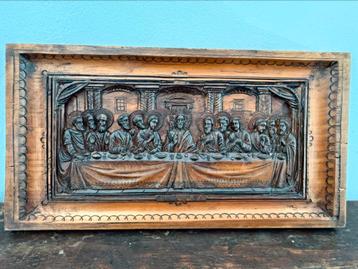 Houten reliëf / laatste avondmaal  beschikbaar voor biedingen