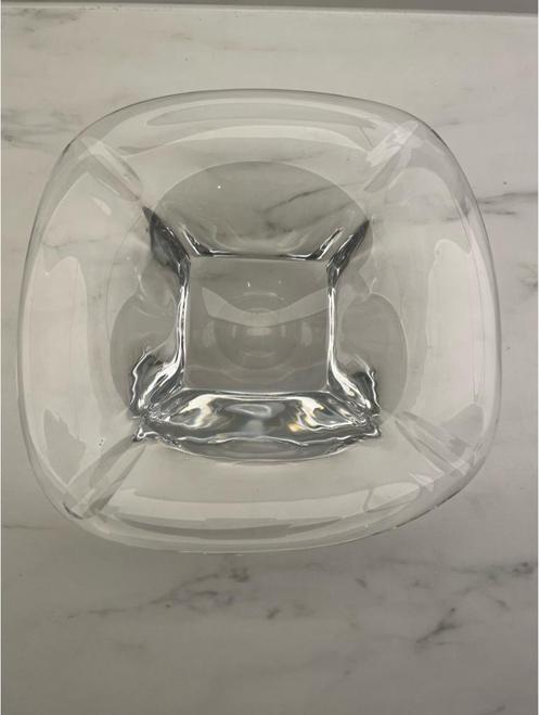 Vierkante asbak van wit kristal — gesigneerd Val Saint Lambe, Antiek en Kunst, Antiek | Glaswerk en Kristal, Ophalen of Verzenden