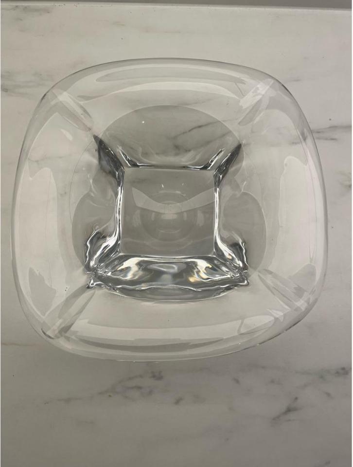Vierkante asbak van wit kristal — gesigneerd Val Saint Lambe, Antiek en Kunst, Antiek | Glaswerk en Kristal, Ophalen of Verzenden