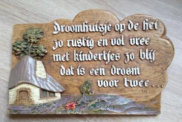 Oud muurplaatje met spreuk beschikbaar voor biedingen
