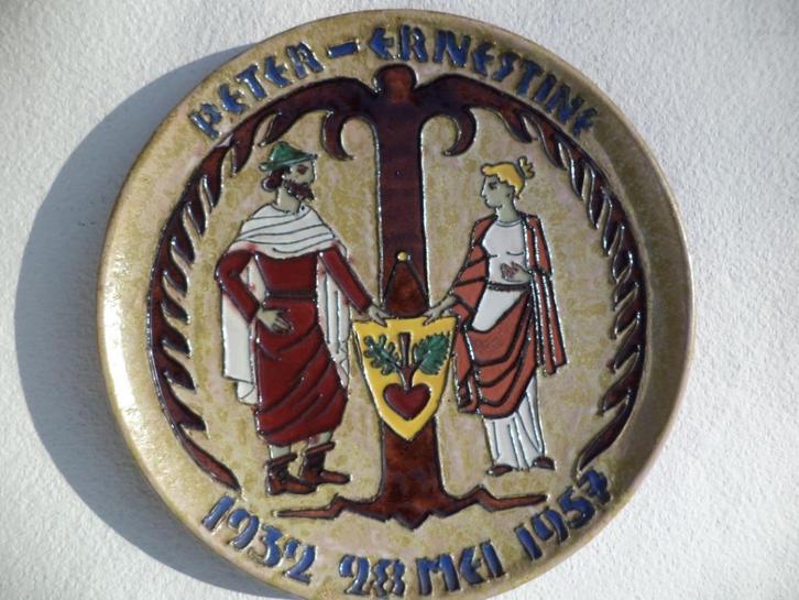 1957 JOOST MARECHAL wandbord 32cm Uilenspiegel gestempeld, Antiek en Kunst, Antiek | Keramiek en Aardewerk, Ophalen of Verzenden