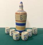 Perignem - Rogier Vandeweghe Vintage Karaf met 6 Bekertjes, Antiek en Kunst, Ophalen of Verzenden