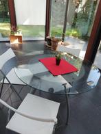 Table à manger ronde en verre, Maison & Meubles, 100 à 150 cm, 100 à 150 cm, Rond, Enlèvement