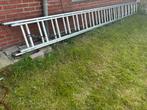 optrek ladder 9.50 meter hoogte 2 maal 18 treden, Doe-het-zelf en Bouw, Ladders en Trappen, Ophalen, Gebruikt, Ladder, Opvouwbaar of Inschuifbaar