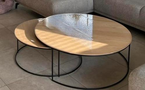 Natuur eiken salontafels, Huis en Inrichting, Tafels | Salontafels, Zo goed als nieuw, Ophalen