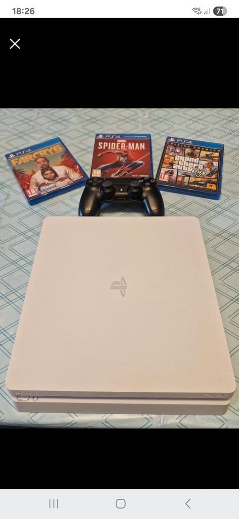 Pack PS4 Slim White + 3 games (zie foto) + controller, Games en Spelcomputers, Spelcomputers | Sony PlayStation 4, Gebruikt, Slim