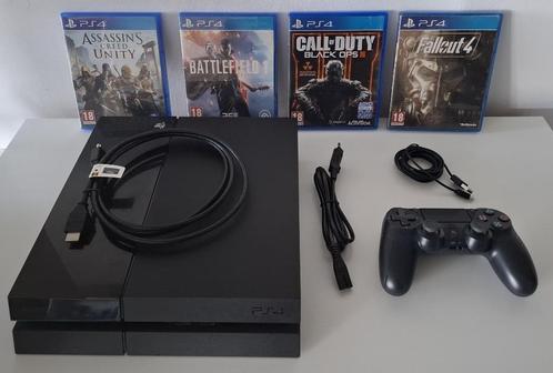 PS4 500gb in prima staat met 4 games, Games en Spelcomputers, Spelcomputers | Sony PlayStation 4, Gebruikt, Original, 500 GB, Met 1 controller