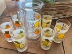 Pichet en verre motifs fruits+ 6 verres, Ophalen, Nieuw, Waterglas
