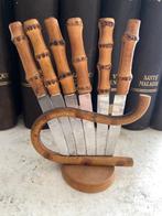6 couteaux manche « bambou » vintage déco, Verzenden