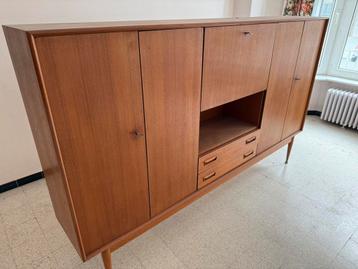 Vintage teak wandkast (jaren ‘60/‘70) 220cm breed. beschikbaar voor biedingen