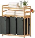 Panier à linge à 3 compartiments | bambou | 148 L | Nouveau