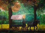 painting landscape village, signé joky kamo park Middelkerke, Enlèvement