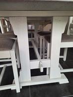 Eiken tafel (wit geverfd) met 6 stoelen, Huis en Inrichting, Tafels | Eettafels, Ophalen, Eikenhout, 50 tot 100 cm, Zo goed als nieuw