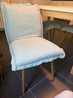 4 stoelen lichtblauw bekleed, Ophalen, Hout, Gebruikt, Blauw