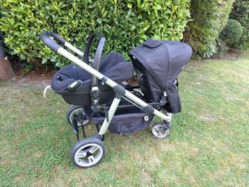 Buggy/poussette duo/twin, Enlèvement, Comme neuf, Poussette combi, Avec siège auto
